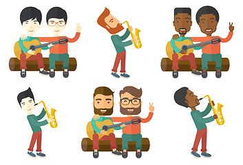 Image showing Vector set of musicians characters.