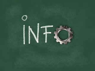 Image showing the word info with gear wheel on chalkboard - 3d rendering