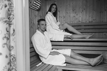 Image showing couple relaxing in the sauna