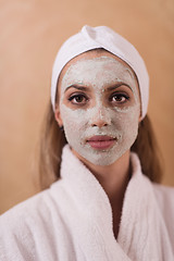 Image showing Spa Woman applying Facial Mask