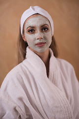 Image showing Spa Woman applying Facial Mask