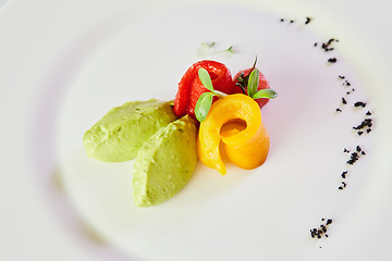 Image showing Steamed mixed vegetables. Close up. Shallow dof.