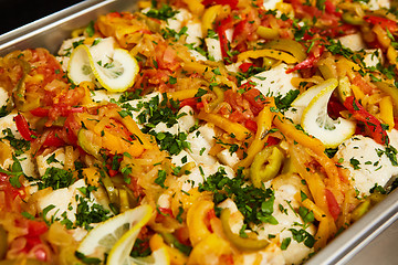 Image showing Steamed vegetables close up