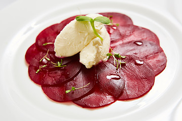 Image showing Beet salad with cheese and walnuts