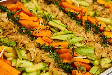 Image showing Steamed vegetables close up