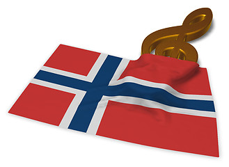 Image showing clef symbol and flag of norway - 3d rendering