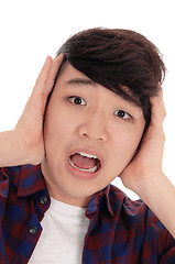 Image showing Screaming Asian teenager.