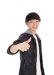 Image showing Asian man with thump up sign.