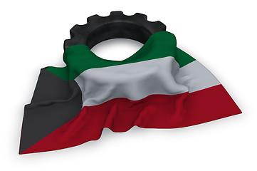 Image showing gear wheel and flag of kuwait - 3d rendering