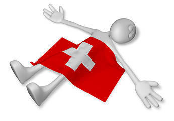 Image showing dead cartoon guy and flag of switzerland - 3d illustration