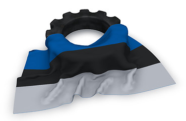 Image showing gear wheel and flag of estonia - 3d rendering