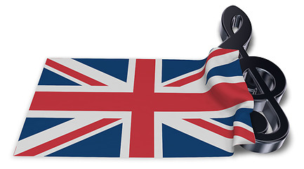 Image showing clef symbol and flag of the united kingdom - 3d rendering