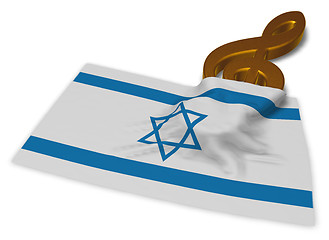 Image showing clef symbol symbol and flag of israel - 3d rendering