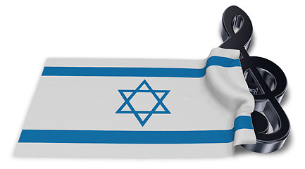 Image showing clef symbol symbol and flag of israel - 3d rendering