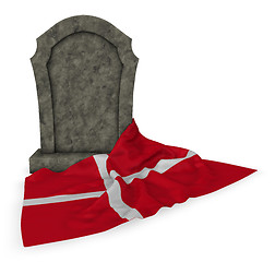 Image showing gravestone and flag of denmark - 3d rendering