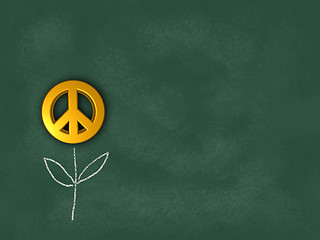 Image showing flower with peace symbol on chalkboard - 3d rendering