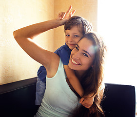 Image showing mother with son, happy family at home