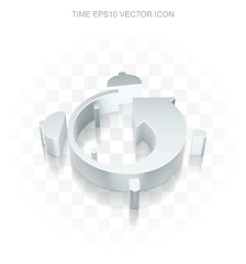 Image showing Time icon: Flat metallic 3d Alarm Clock, transparent shadow EPS 10 vector.