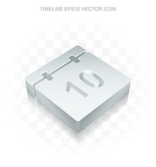 Image showing Flat metallic timeline 3d Calendar icon, transparent shadow , EPS 10 vector.