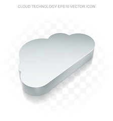 Image showing Cloud networking icon: Flat metallic 3d Cloud, transparent shadow, EPS 10 vector.