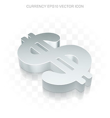 Image showing Currency icon: Flat metallic 3d Dollar, transparent shadow, EPS 10 vector.