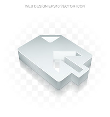 Image showing Web design icon: Flat metallic 3d Upload, transparent shadow, EPS 10 vector.