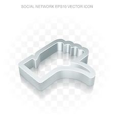 Image showing Social media icon: Flat metallic 3d Thumb Down, transparent shadow, EPS 10 vector.