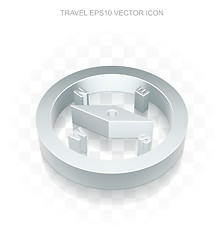 Image showing Travel icon: Flat metallic 3d Compass, transparent shadow, EPS 10 vector.