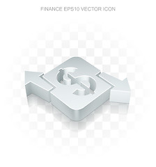 Image showing Finance icon: Flat metallic 3d Finance, transparent shadow, EPS 10 vector.