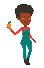 Image showing Farmer collecting oranges vector illustration.