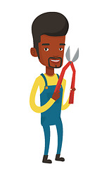 Image showing Farmer with pruner vector illustration.