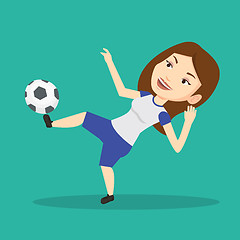 Image showing Soccer player kicking ball vector illustration.