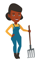 Image showing Farmer with pitchfork vector illustration.