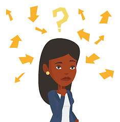 Image showing Young business woman thinking vector illustration.