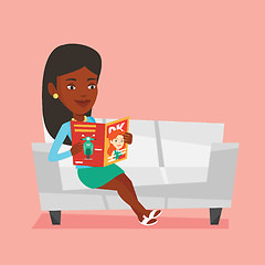 Image showing Woman reading magazine on sofa vector illustration