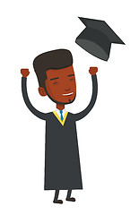 Image showing Graduate throwing up his hat vector illustration.