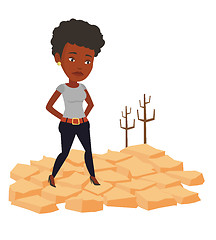 Image showing Sad woman in the desert vector illustration.