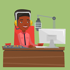 Image showing Male dj working on the radio vector illustration