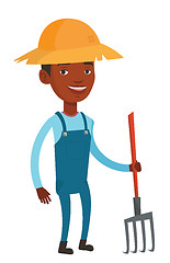 Image showing Farmer with pitchfork vector illustration.