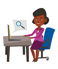 Image showing Happy businesswoman running vector illustration.