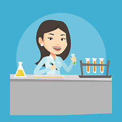 Image showing Laboratory assistant working vector illustration.