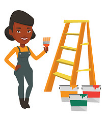 Image showing Painter with paint brush vector illustration.