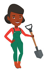 Image showing Farmer with shovel vector illustration.