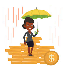 Image showing Business woman insurance agent with umbrella.