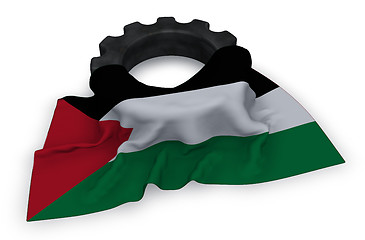 Image showing gear wheel and flag of Palestine - 3d rendering