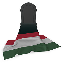 Image showing gravestone and flag of hungary - 3d rendering