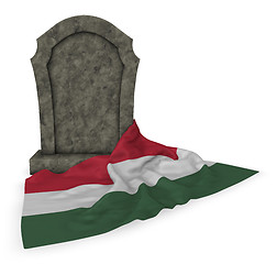 Image showing gravestone and flag of hungary - 3d rendering