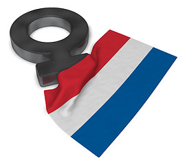 Image showing symbol for feminine and flag of the netherlands - 3d rendering