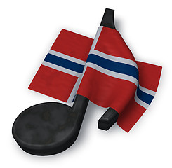 Image showing music note symbol and flag of norway - 3d rendering