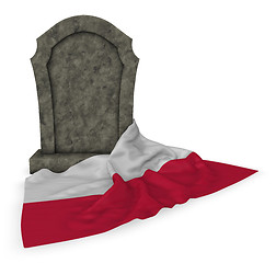 Image showing gravestone and flag of poland - 3d rendering
